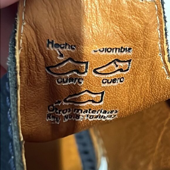 Bon-Bonite Blue Leather Peep Toe Heeled Platform Sandals Size 39. US 9 - Picture 13 of 15